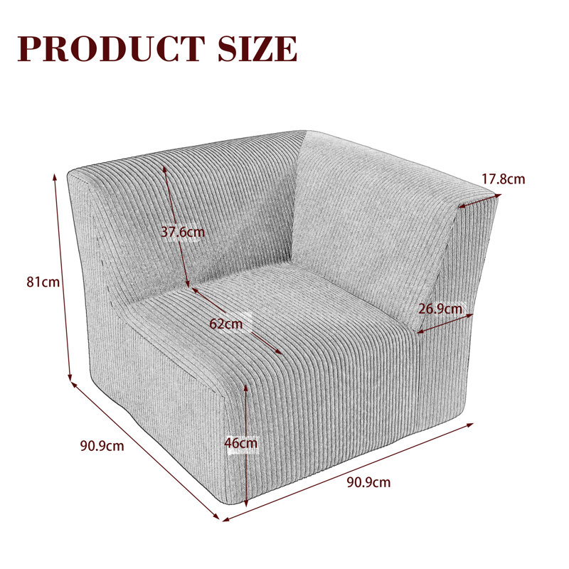 90.9Cm Wide Corner Chair, Khaki