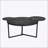 Modern Round Coffee Table with Two Display Shelves, Surfaces, and Tripod-Inspired Metal Base