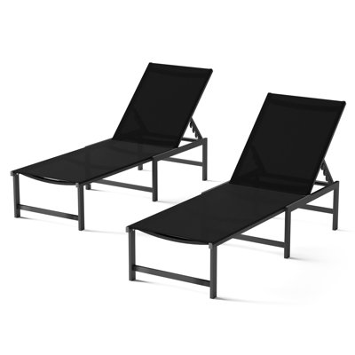 Aluminum Outdoor Chaise Lounge Chair, Assembly-Free, with 5-Position Adjustable Backrest, Patio Pool Lounge Chair for Outdoor Poolside, Beach, Lawn Relaxation
