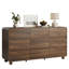 Commode moderne à 9 tiroirs en noyer avec coins arrondis, grand coffre de rangement sans poignées, idéal pour la chambre, la chambre d'enfant, le salon et l'entrée.-394478312