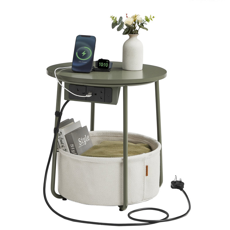 Sandris End Table with Built-In Outlets