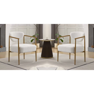 White Teddy Velvet Dining Room Chair, Living Room Chair, Bedroom Chair 2Sets, Velvet Cover With Foam Back And Seat,Metal Frame With Water Transfer Pringting, Wood Grain Visual