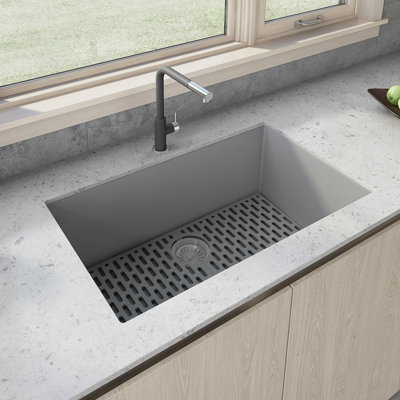 Ruvati 33 x 19 inch Granite Composite Undermount Single Bowl Kitchen Sink