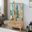 Vitrine lumineuse avec tablettes réglables, deux portes et un tiroir pour une présentation et un rangement polyvalents dans n'importe quelle maison