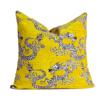 Dragon Animal Print Chenille Throw Pillow