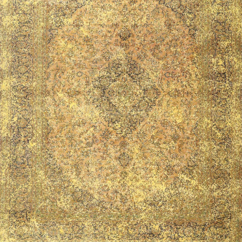 Tapis traditionnel beige / brun, Rond 5 pi