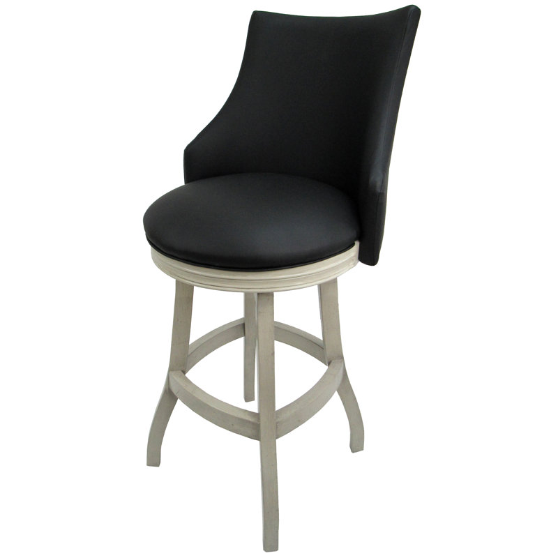 Tabouret pivotant en bois Ridfortore, Noir, Blanc antique, Tabouret de bar (assise de 30 po de hauteur)