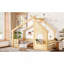 Lit simple au sol avec fenêtre et petite tablette, lit en bois massif avec toit en forme de maison, sans sommier-1750676251-1750676244