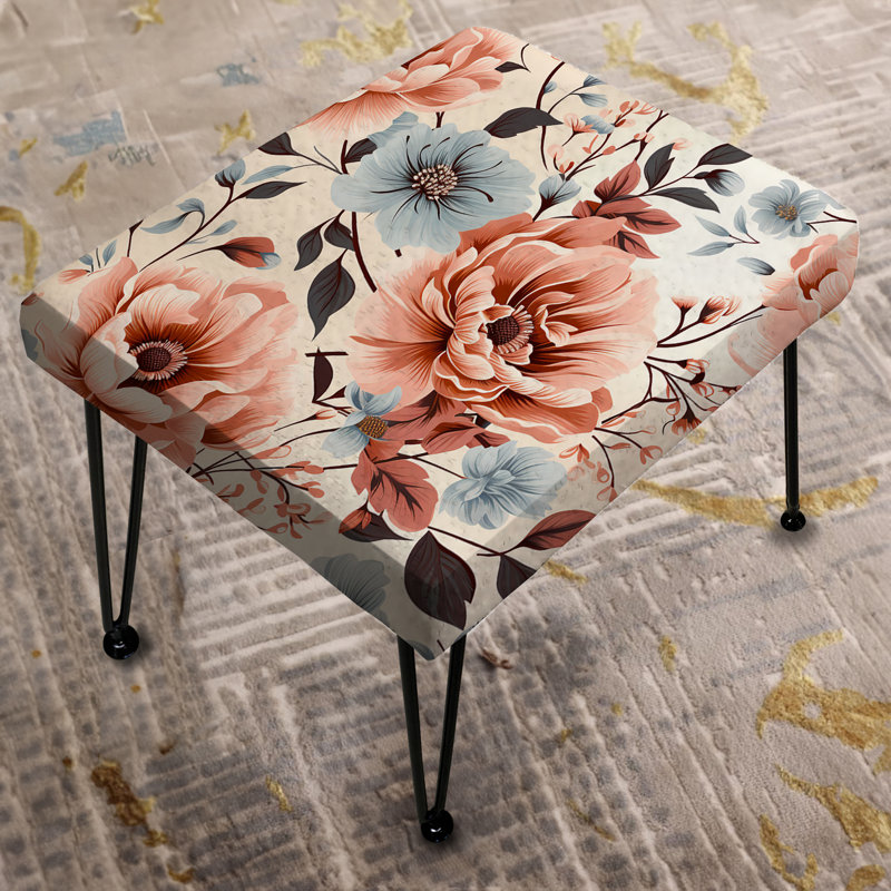 Repose-pieds rétro rose avec motif floral et fantaisie rose