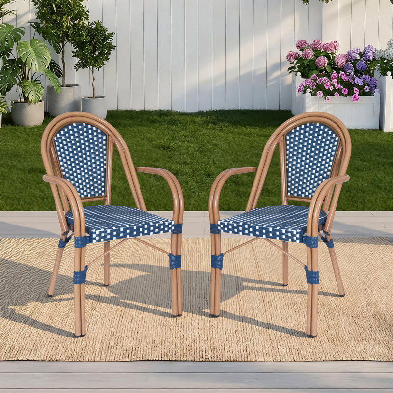 Ensemble de 2 chaises bistro French French, Blanc / Bleu