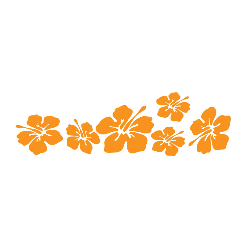Décalcomanie murale fleur tropicale hibiscus, Mandarine