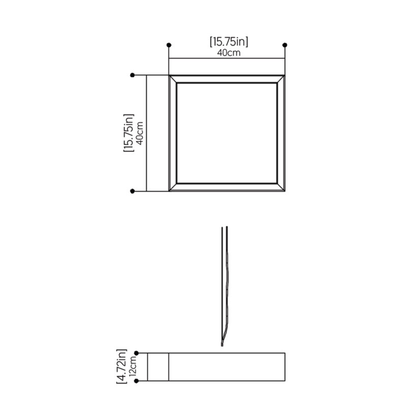Plafonnier encastré 1 lumière DEL Meio, H 4,68 po x l 15,6 po x P 15,6 po, Blanc organique