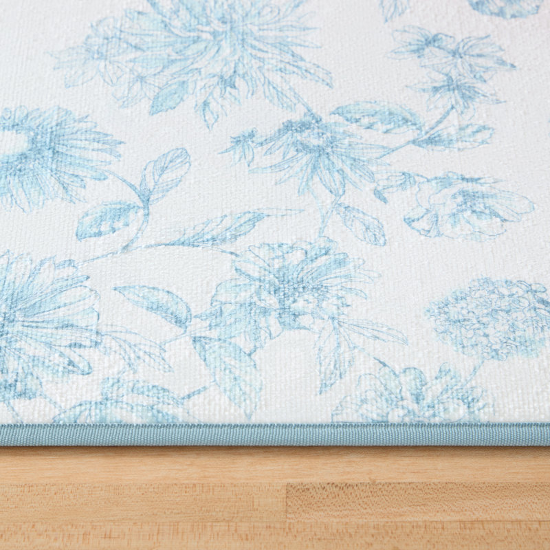 Tapis de séchage botanique à motif floral bleu ciel FIESTA, 16 po x 22 po