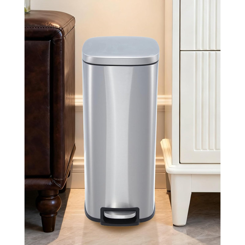 Stainless Steel Step On Kitchen Rubbish Bin, Silver
