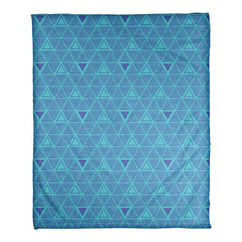 Couverture polairee triangles à la main, l 50 po x L 60 po, Sarcelle / Bleu