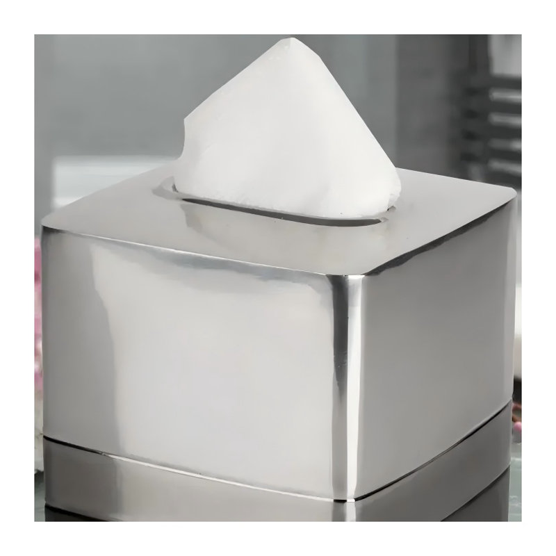 Couvercle de boîte à mouchoirs en acier inoxydable à 3 tons avec fond ouvert et base lestée Triune