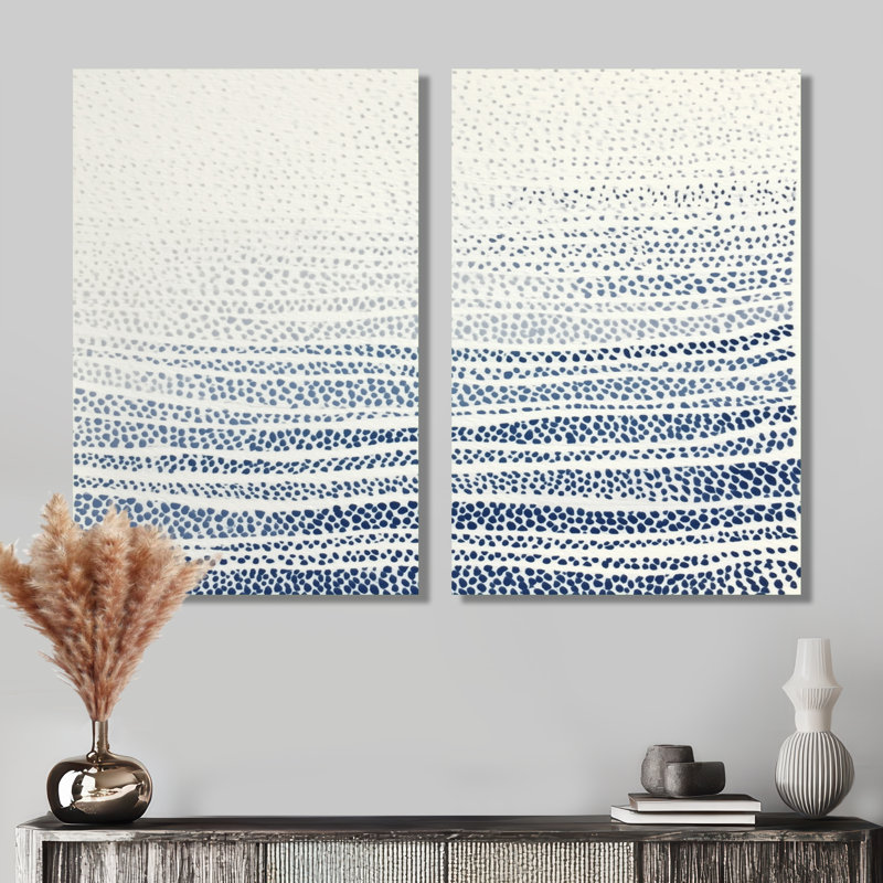 «Blue and Beige Oceanic Seaweed - Coastal Wall Art, Blue Coastal, reproduction sur toile 2 pièces, H 36 po x l 48 po