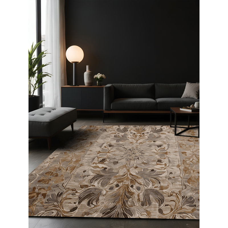 Tapis gris soyeux et moelleux, Rectangle 2 pi x 3 pi