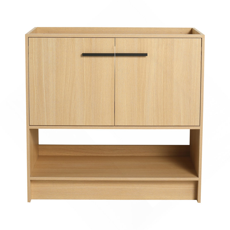 Meuble-lavabo sur pied 36 po, 2 portes, meuble-lavabo sur pied autoportant, contreplaqué (excluant l'évier), Naturel, 36"