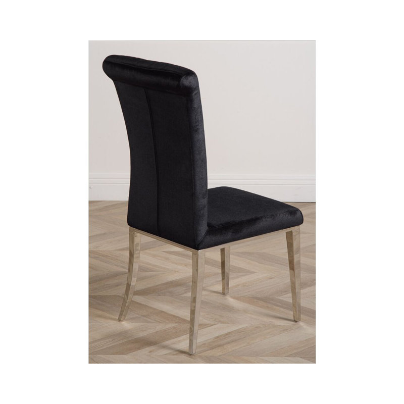 Adaliene 47cm H Velvet Upholstered Upholstered Back Side Chair, Black