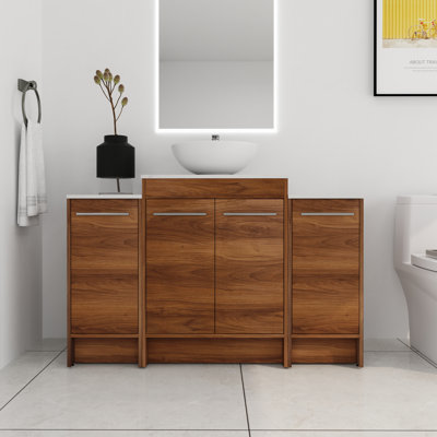 Meuble-lavabo autoportant 48 po avec plateau en céramique Danniel