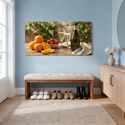 «Fruit and Champagne Still Life», reproduction d'art sur toile tendue sur toile, ensemble de 1