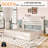 Queen White Bed Frame with 51" Tall Headboard, Integrated Reading Lights, and Rustic Wood Finish-892505382-889230906
