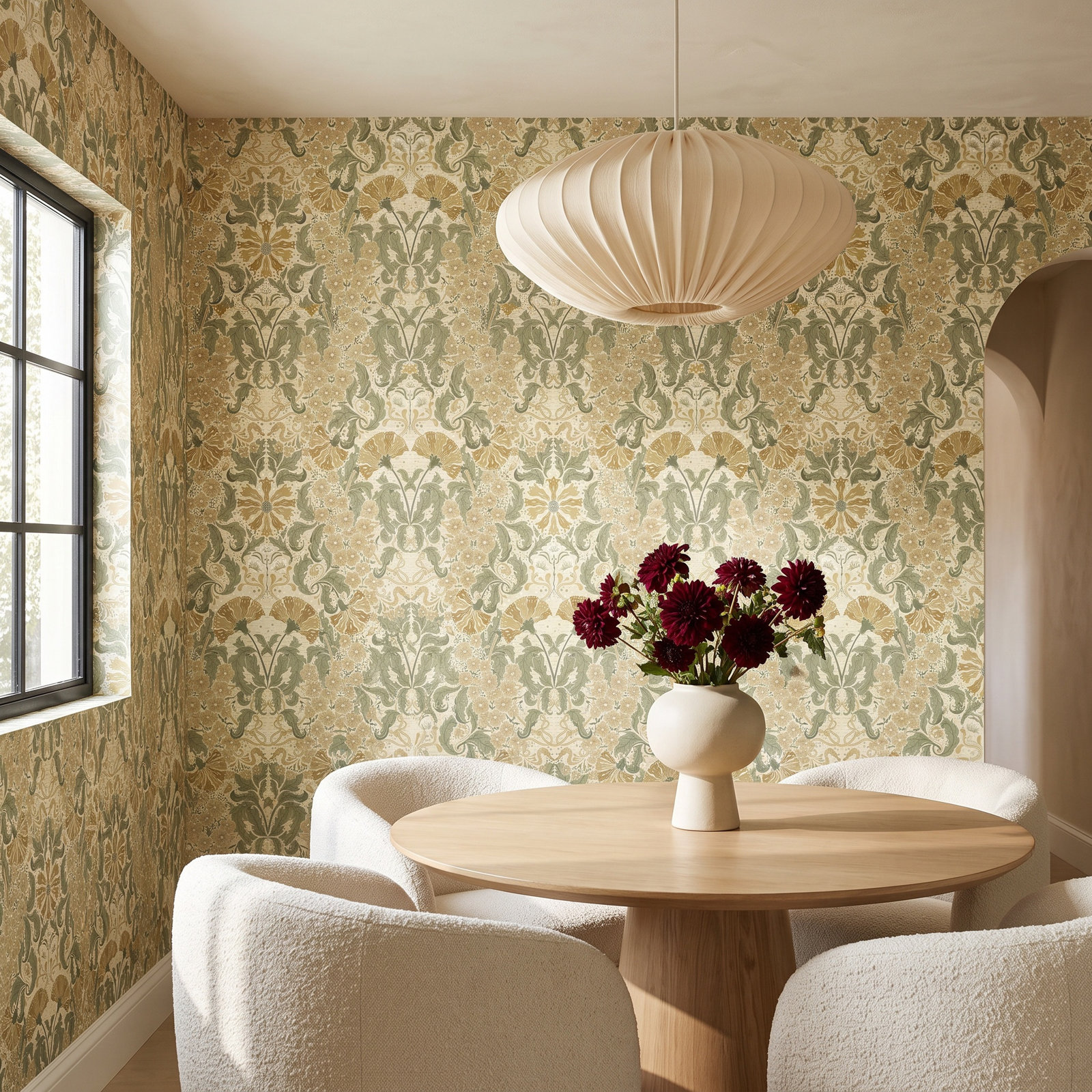 Francia Modern Floral Wallpaper, Gold