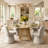 4- Person Dining Table Sets With Extendabe Oval Table & 4 Upholstered Tweed Swivel Chairs-97404640