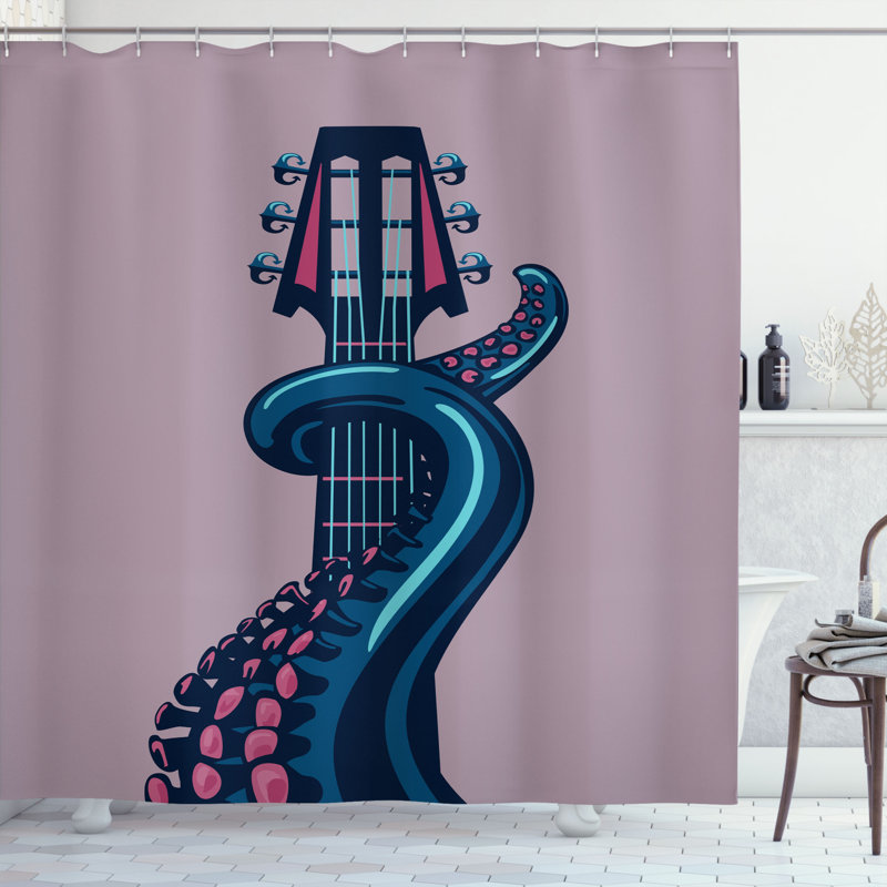 Ensemble de rideau de douche et crochets octopus, H 75 po x l 69 po
