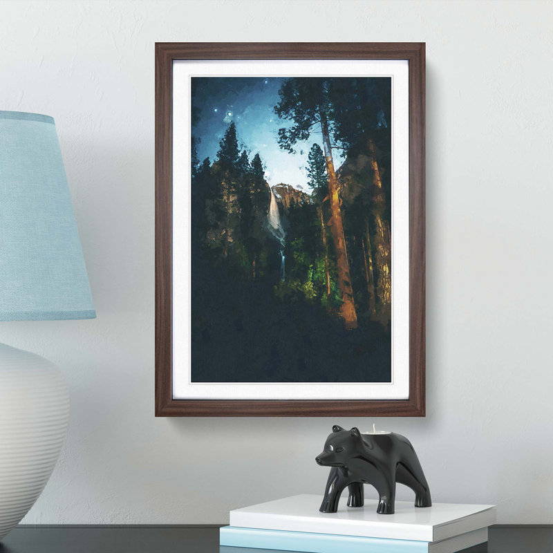 Waterfall Forest - Picture Frame Graphic Art Print, Walnut, 91cm H x 60cm W x 2cm D