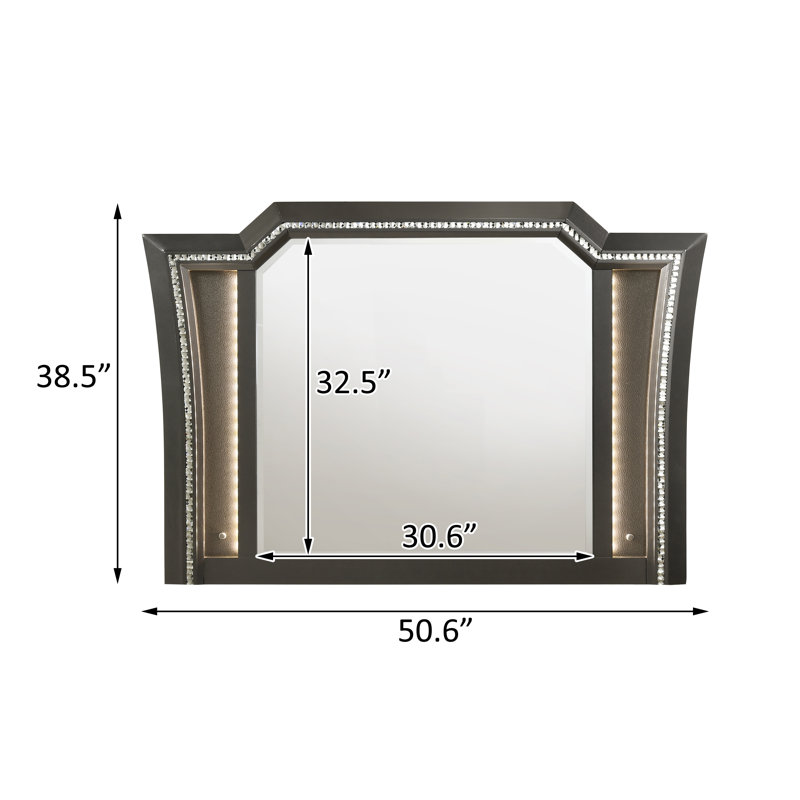 Miroir avec DEL, gris métallique