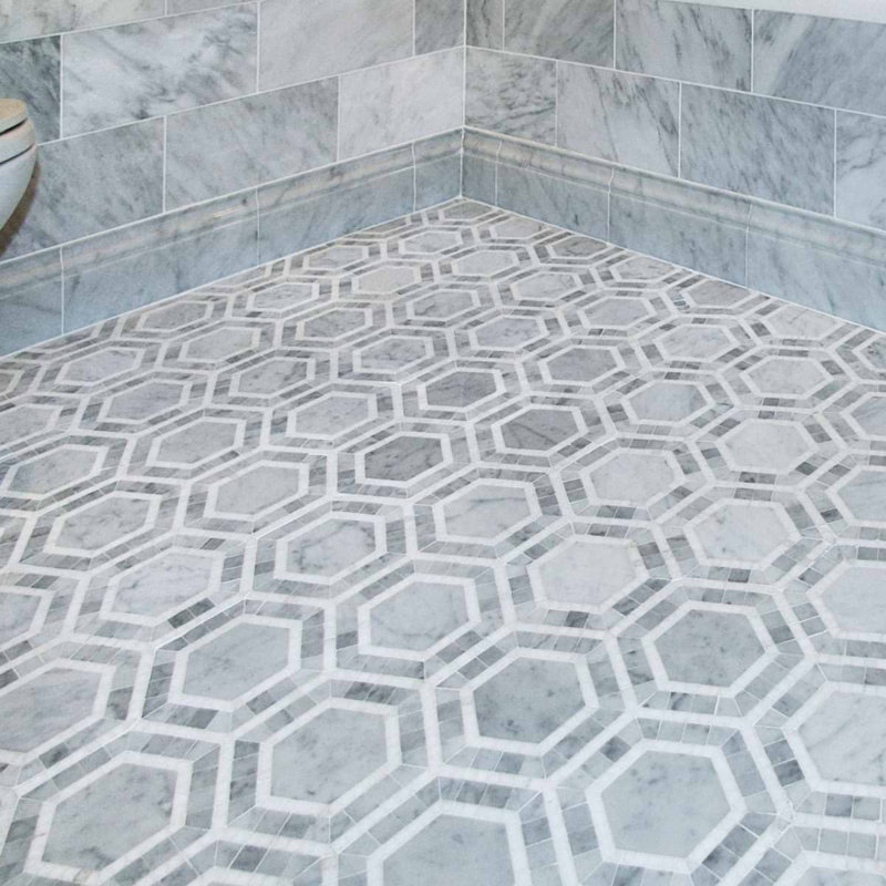Nova 6" Hexagon Polished Marble Mosaic Tile, Lynx