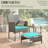 5 PCS Outdoor Patio Furniture Set with Table&Ottoman Outdoor Furniture Patio Set Bistro Wicker Patio Set (Gray Wicker&Green Cushion)-11242531-9683008