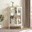 Élégante armoire vitrée avec portes en verre trempé, lumière DEL, panneau arrière en miroir et tablettes réglables - rangement parfait pour la maison et le bureau-2105359134