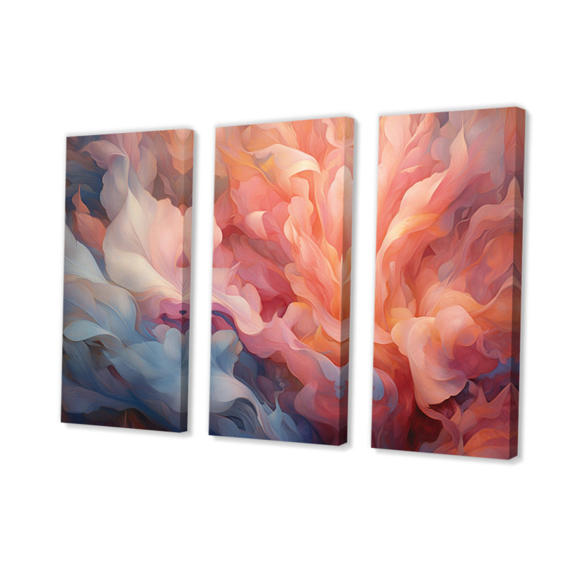 «Peach Blue Rose Reverie I», 3 impressions sur toile tendue, H 40 po x l 60 po x P 1 po