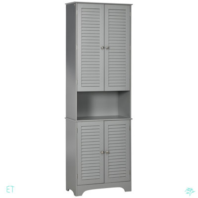 Grande armoire de rangement pour salle de bain avec portes et tablettes réglables, armoire de salle de bain autoportante avec 2 armoires et comptoir, armoire de plancher pour salle de bain