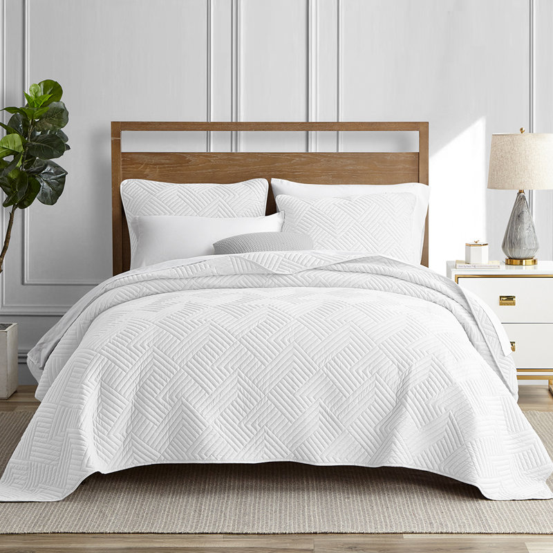 Ensemble de courtepointe en microfibre toutes saisons confectionnable, Blanc brillant