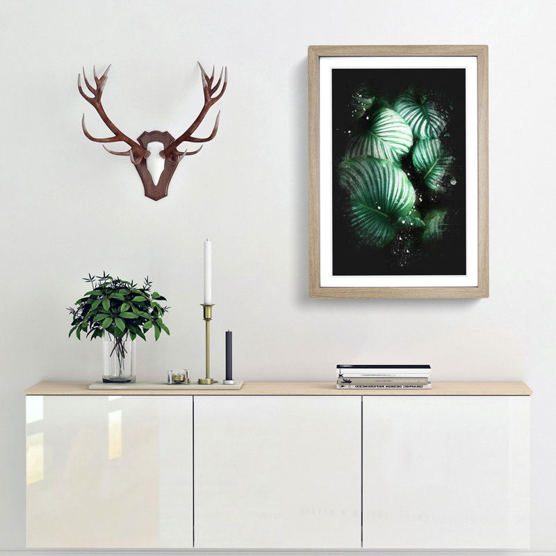 Gathered Green Plant Leaves - Framed Print, 33cm H x 24cm W x 2cm D, Oak Framed