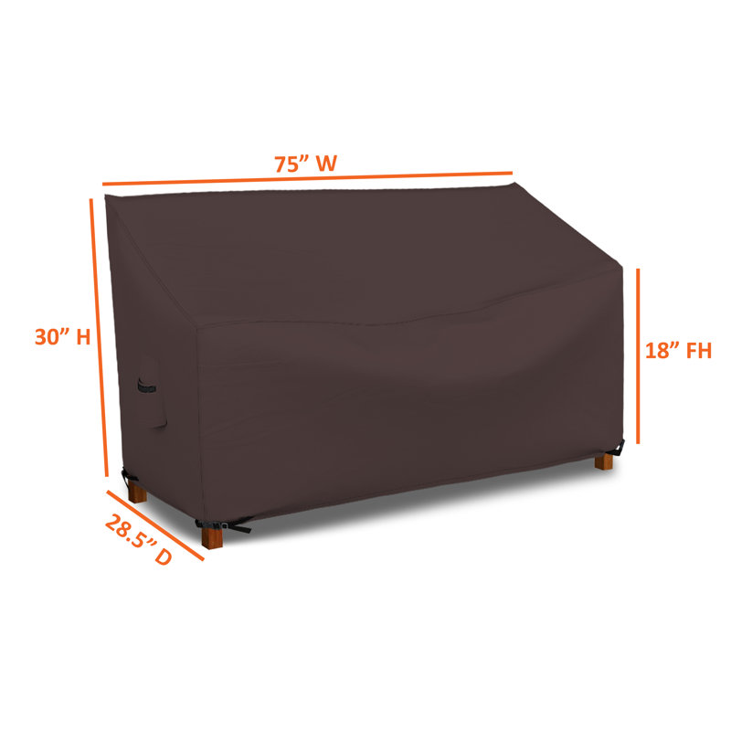 HeavyDuty Multipurpose Waterproof Outdoor Bench Cover, Patio Lounge 3-Seat Deep Bench Cover, 28.5" H x 75" W x 30" D, Coffee