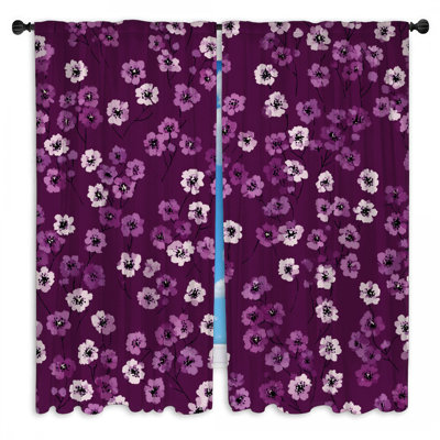 Flowers Window Curtains  Floral Sheer & Room Darkening - 2 Panels