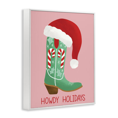 Howdy Holidays Boot & Hat Framed Giclee Art, design by Taylor Shannon Designs