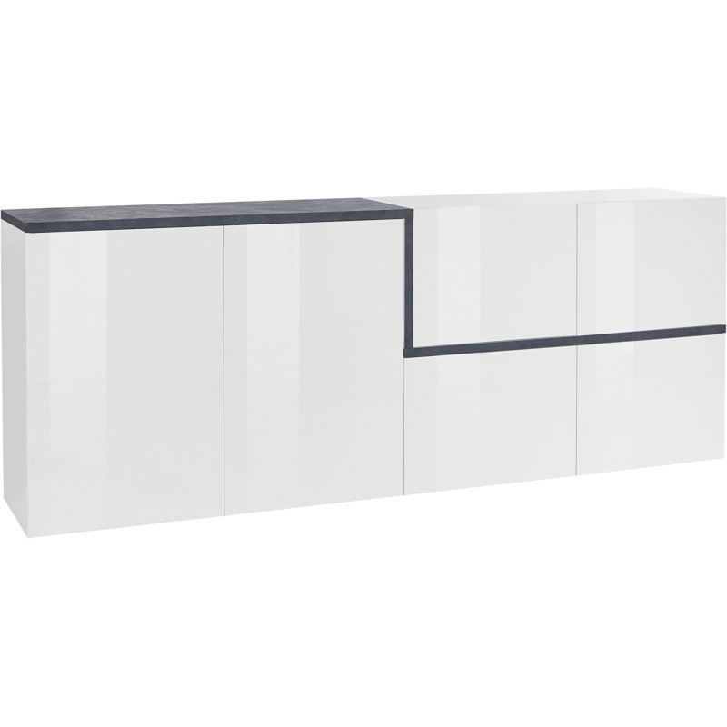 Haines 210cm Sideboard, White/Black