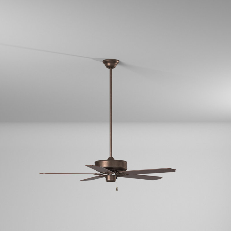 Ventilateur de plafond d'extérieur standard à 5 pales de 42 po avec chaînette Sundance, Bronze huilé et pales en chêne foncé