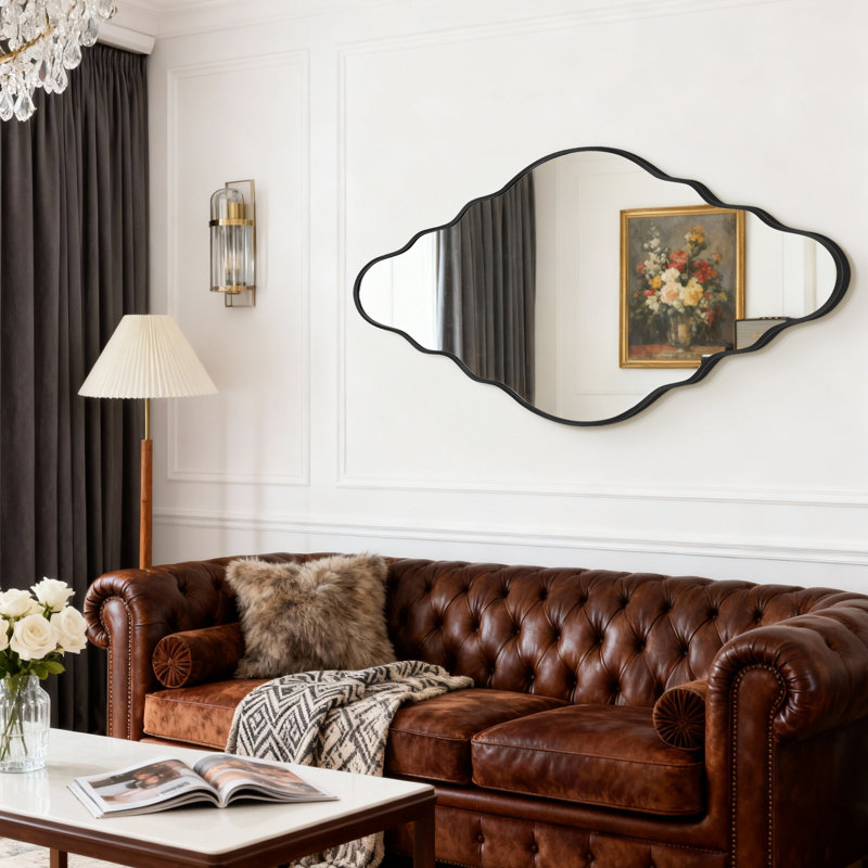 Miroir mural irrégulier, Noir, 35 po x 20 po