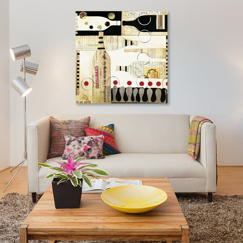 «Deco Vino I», impression sur toile, H 26 po x l 26 po x P 1,5 po, Pas de tapis, Toile tendue