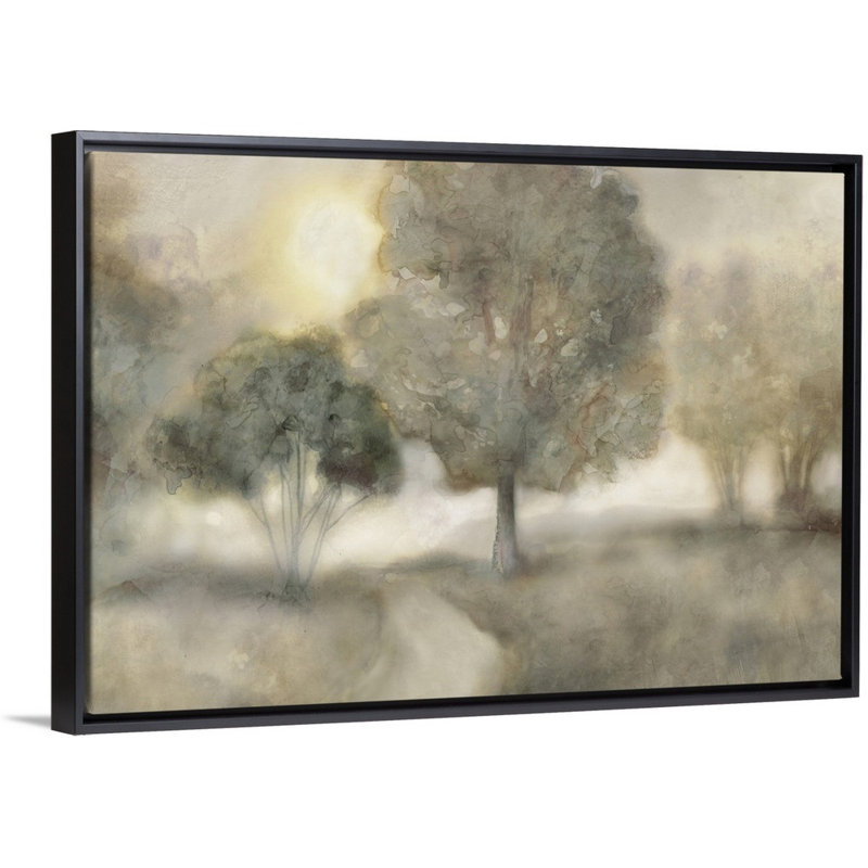 Reproduction d’art sur toile, "Foggy Field" par Edward Selkirk, Cadre noir, H 18 po x l 26 po x P 1,75 po