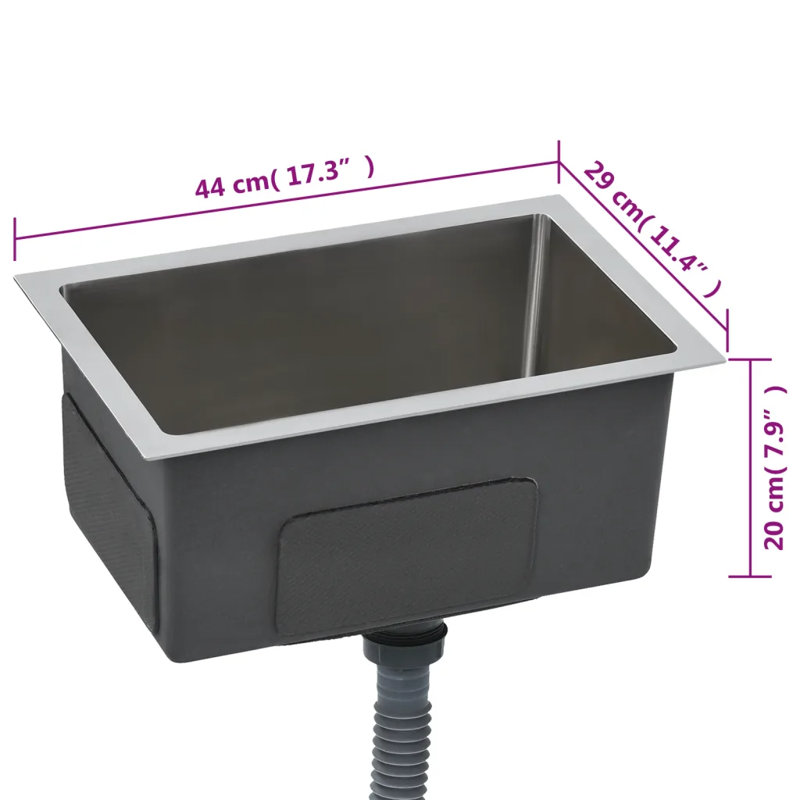 Belfry Kitchen Andrews 290mm W Steel Kitchen Sink, Chrome