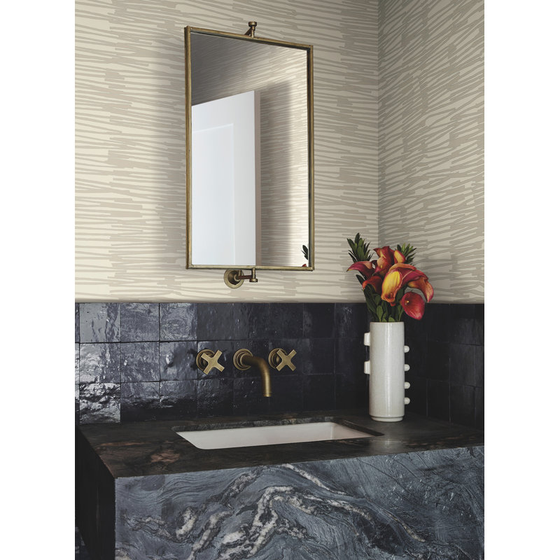 Papier peint eau avec roseau, Beige