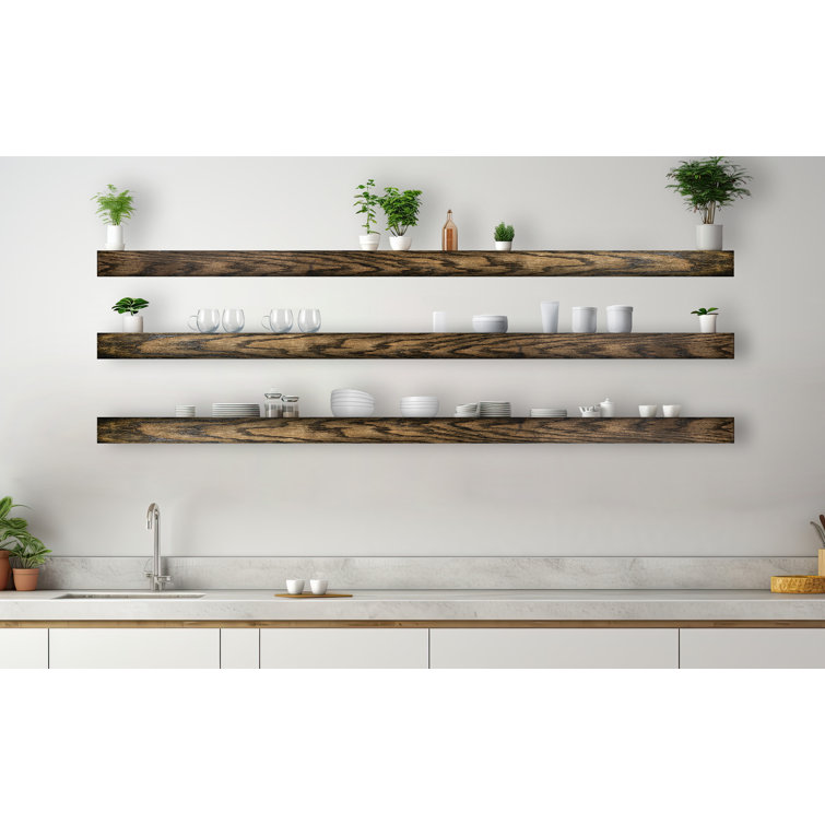 Emerald Lee 3 Piece Oak Solid Wood Floating Shelf